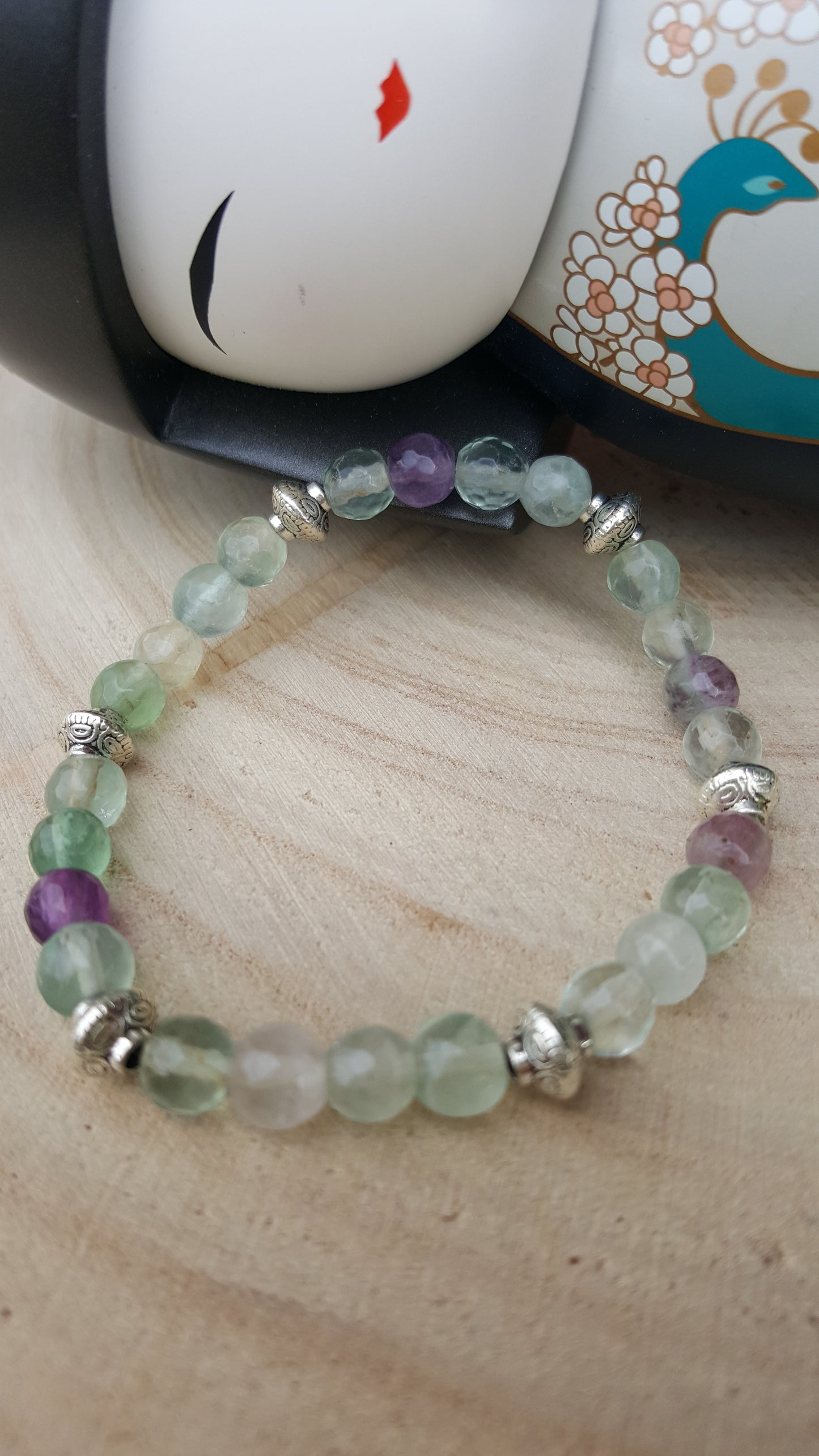 Bracelet facettes, fluorite arc en ciel, pierre de gemme, pouvoir des pierres