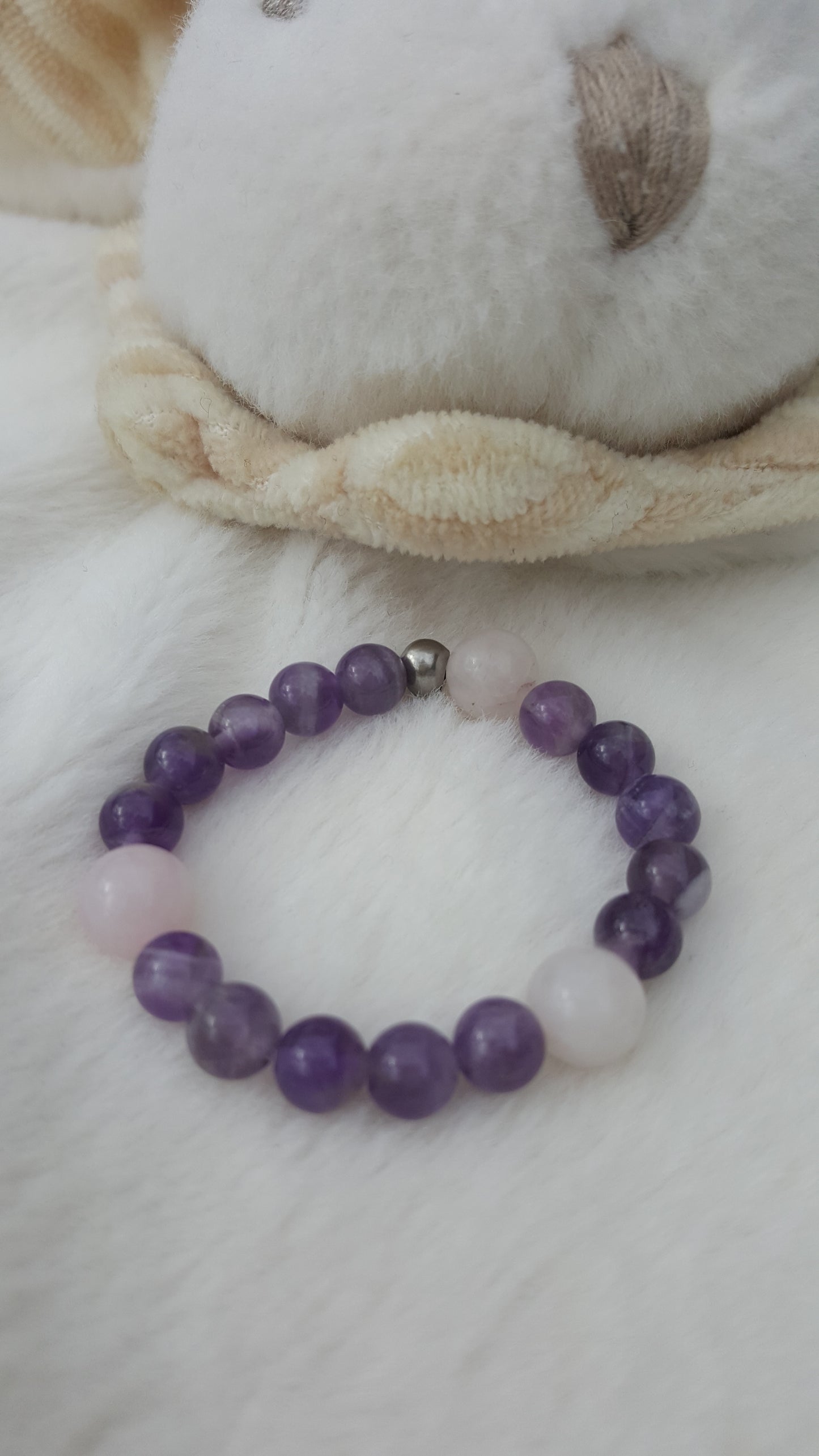 Bracelet enfant, quartz rose ,améthyste, pierre de gemme, pouvoir des pierres