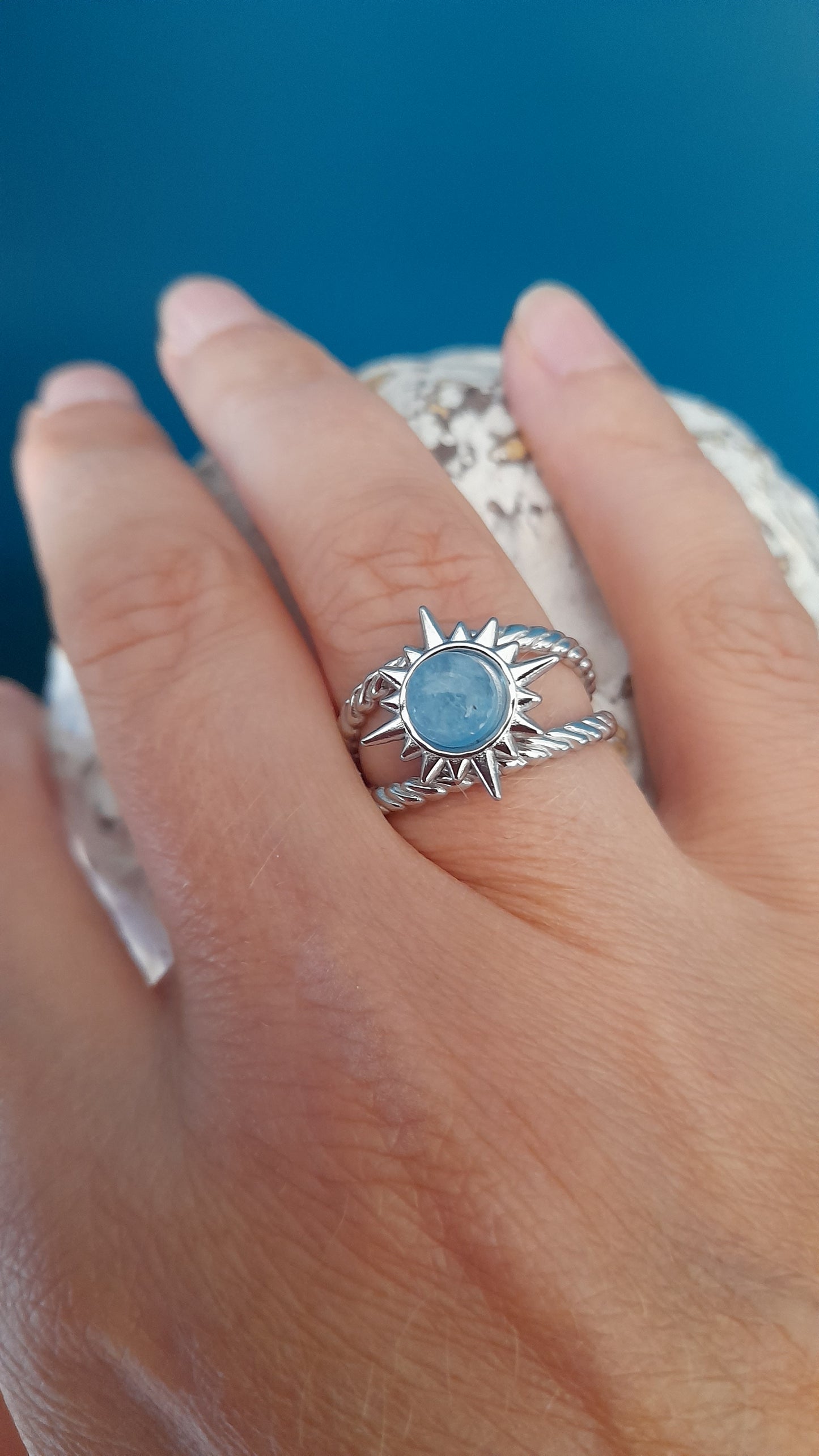 Bague aigue marine, lithothérapie, pouvoir des pierres, cristaux