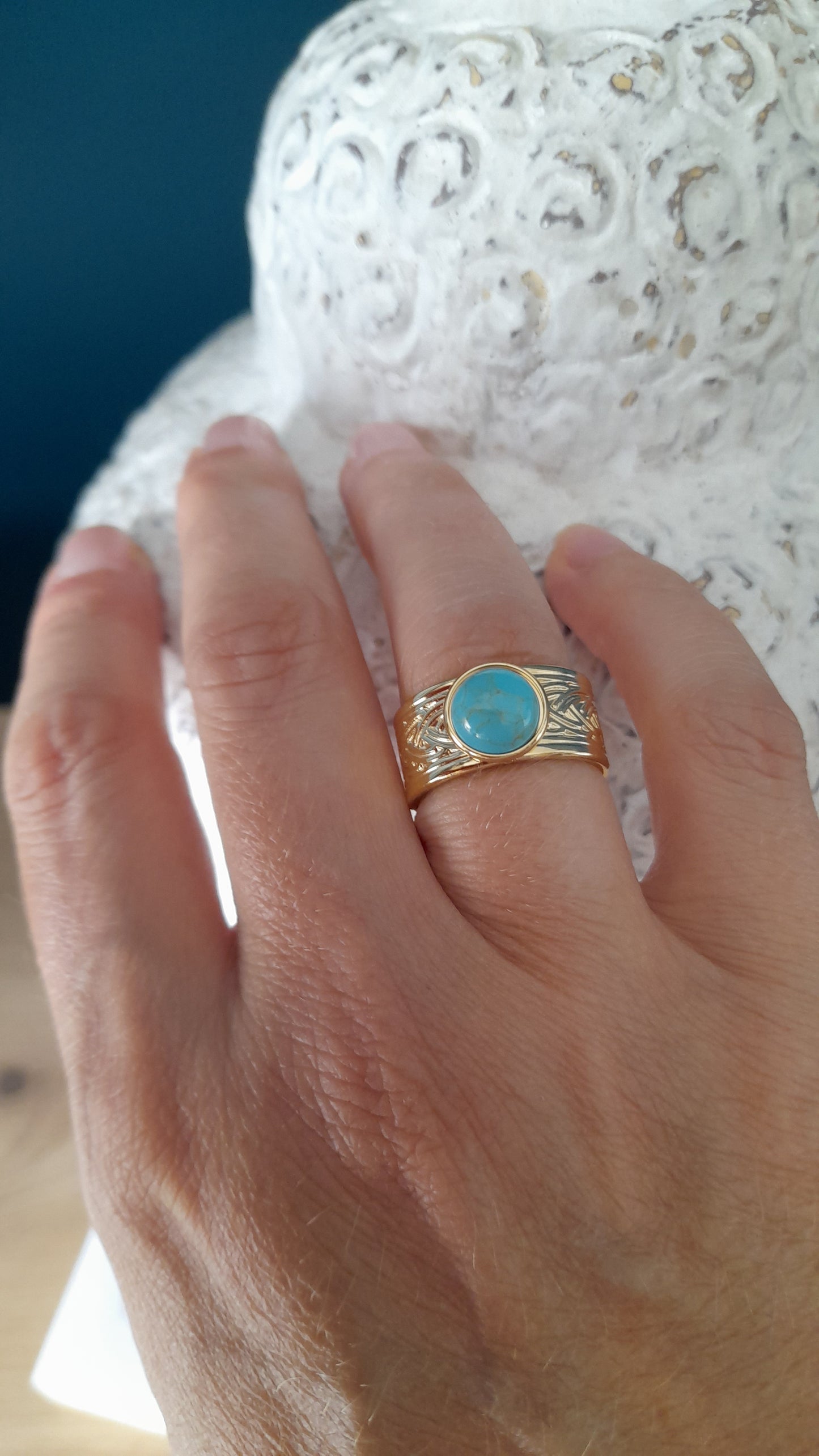 Bague turquoise, pierre fine, lithothérapie