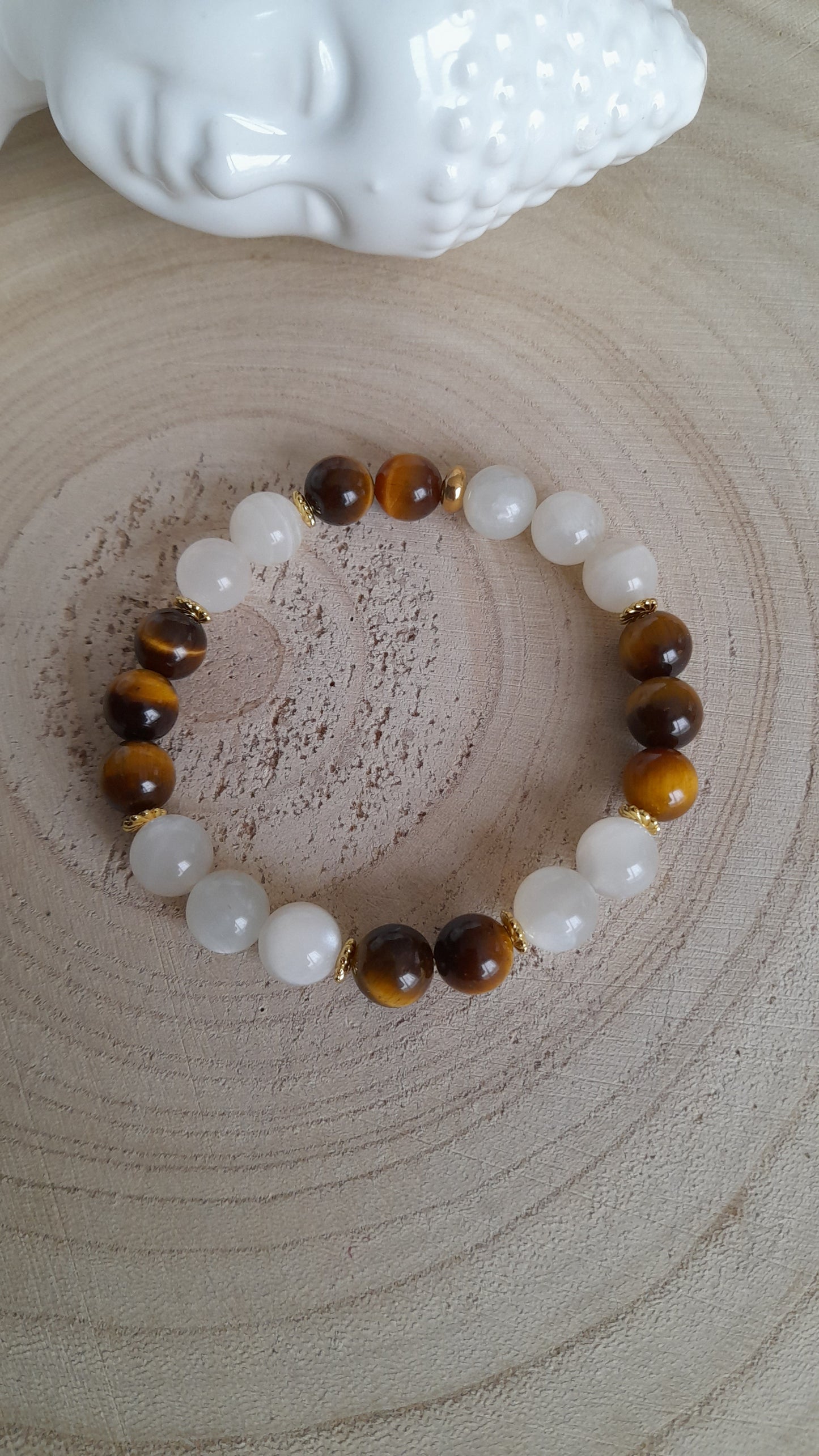 Bracelet oeil de tigre et pierre de lune, pouvoir des pierres