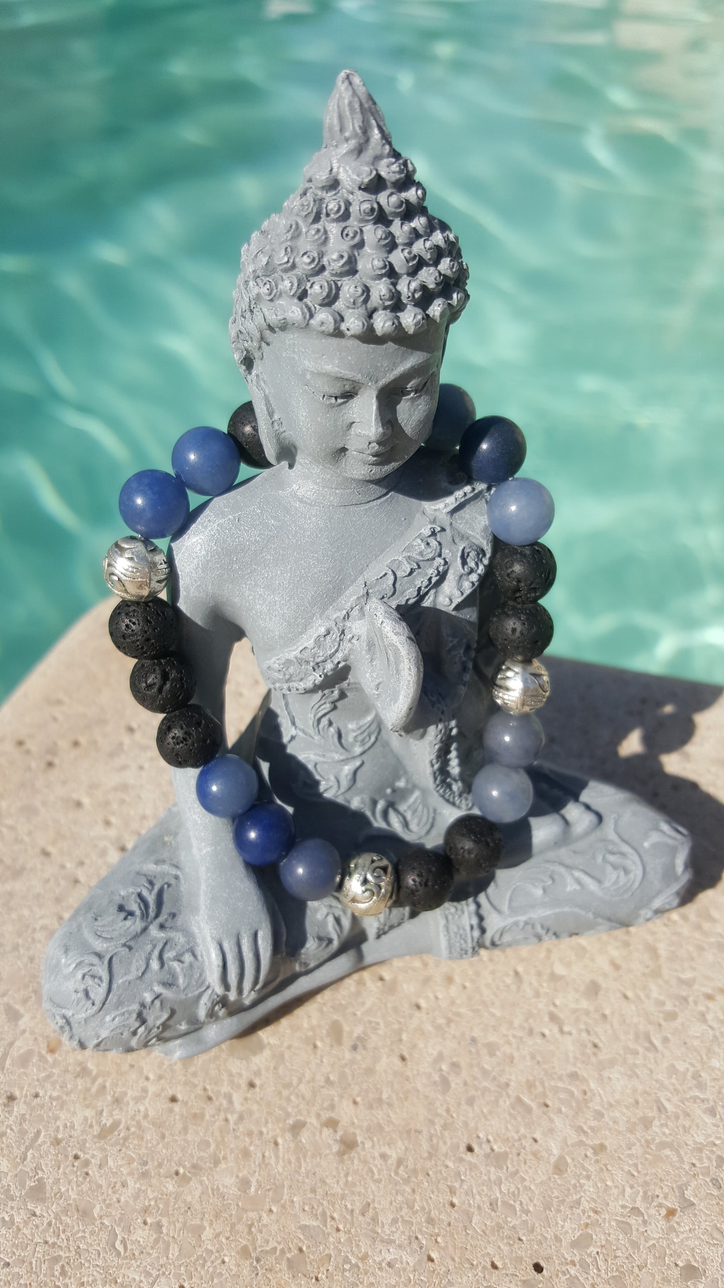 bracelet homme, pierre de lave, aventurine bleue, pierre de gemme, pouvoir des pierres