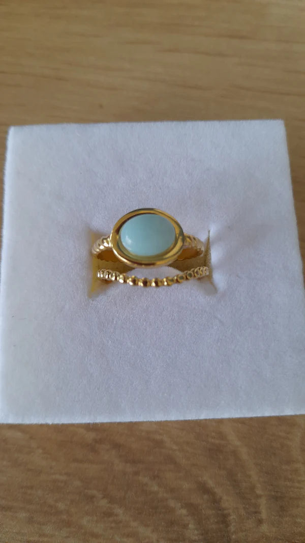 Bague ovale manchette - pierres naturelles