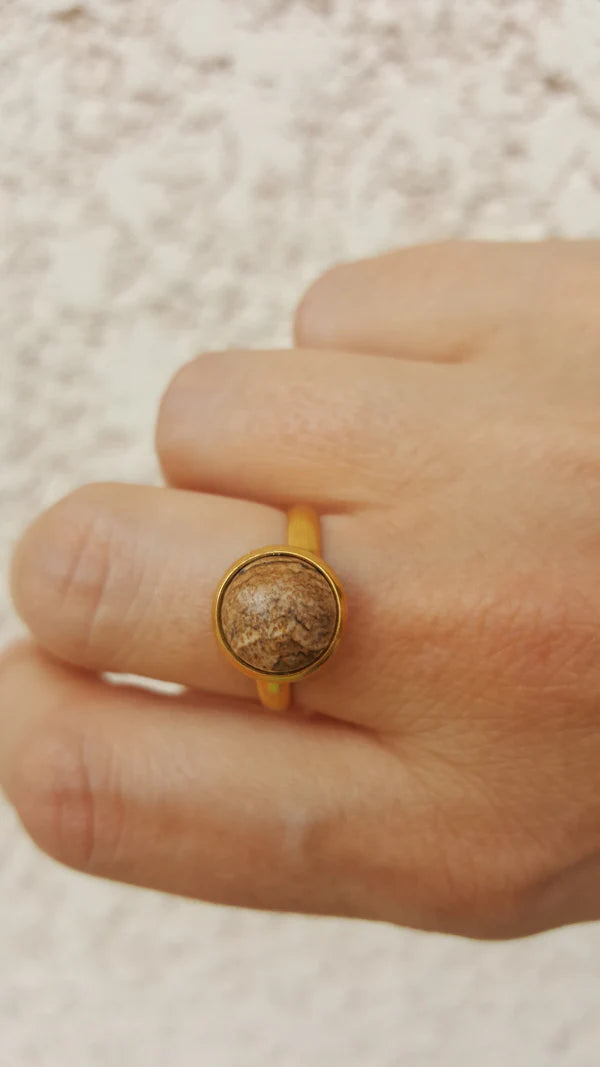 Bague ronde - pierres naturelles