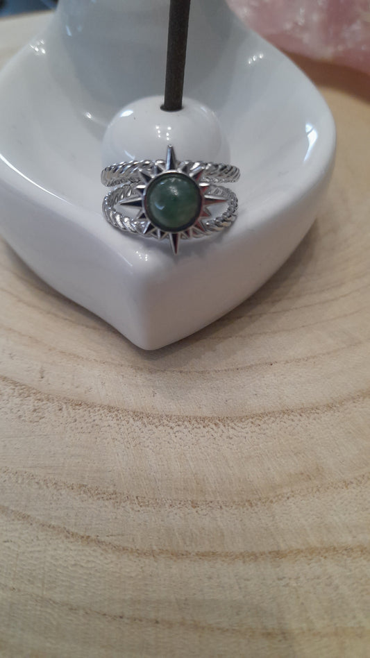 Bague soleil aventurine, pierre de gemme, pouvoir des pierres