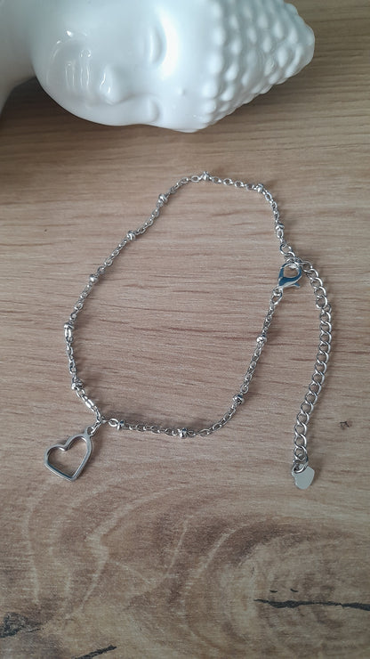 chaine de cheville charm coeur