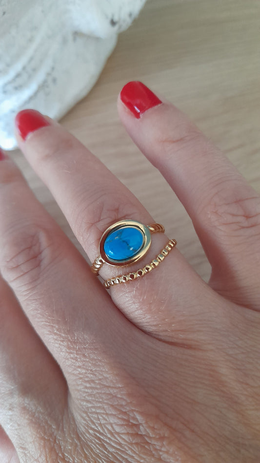 Bague ovale manchette, turquoise, pouvoir des pierres