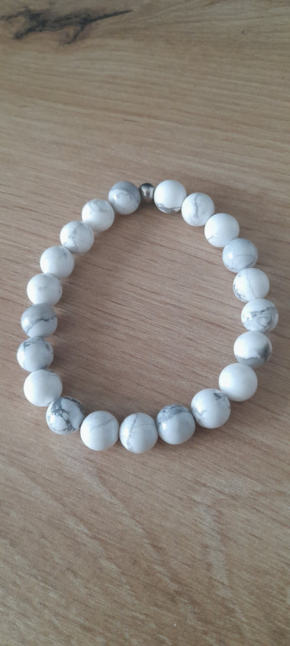 Bracelet homme howlite pierre naturelle