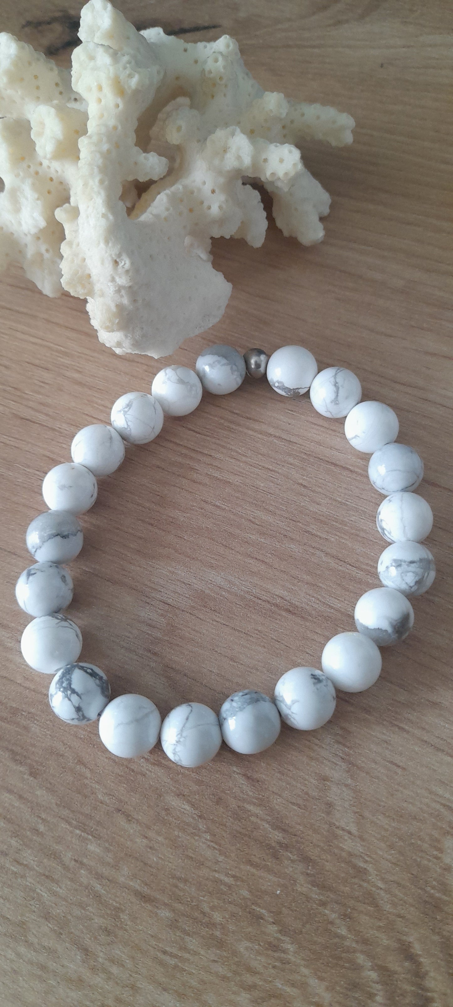 Bracelet homme howlite pierre naturelle