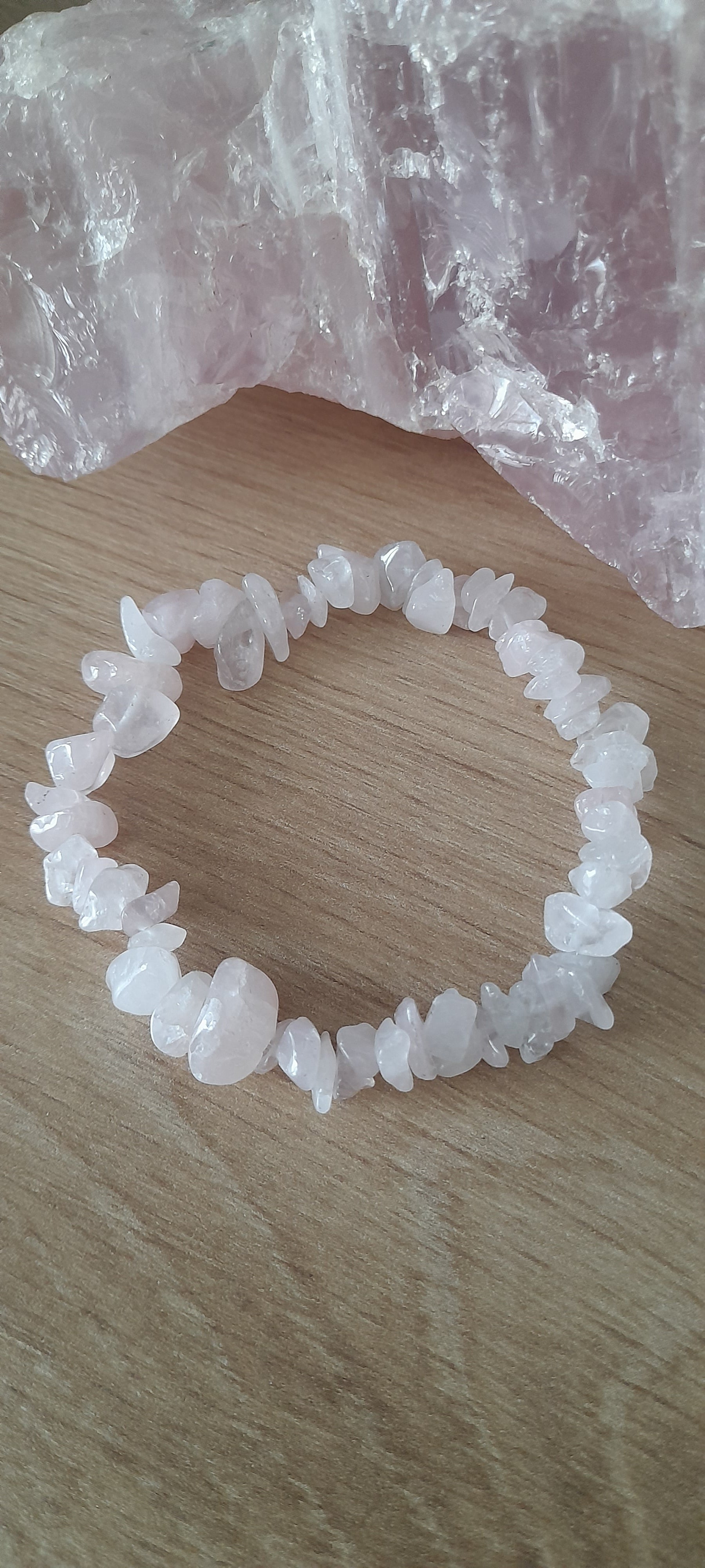 Bracelet pépite chips quartz rose bracelet amour