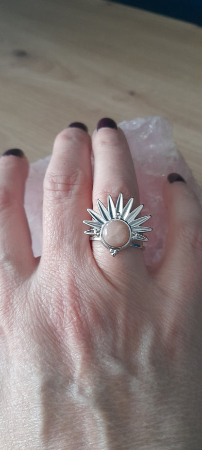 Bague demi soleil pierre de soleil, lithothérapie mon amour de perle, pierre naturelle