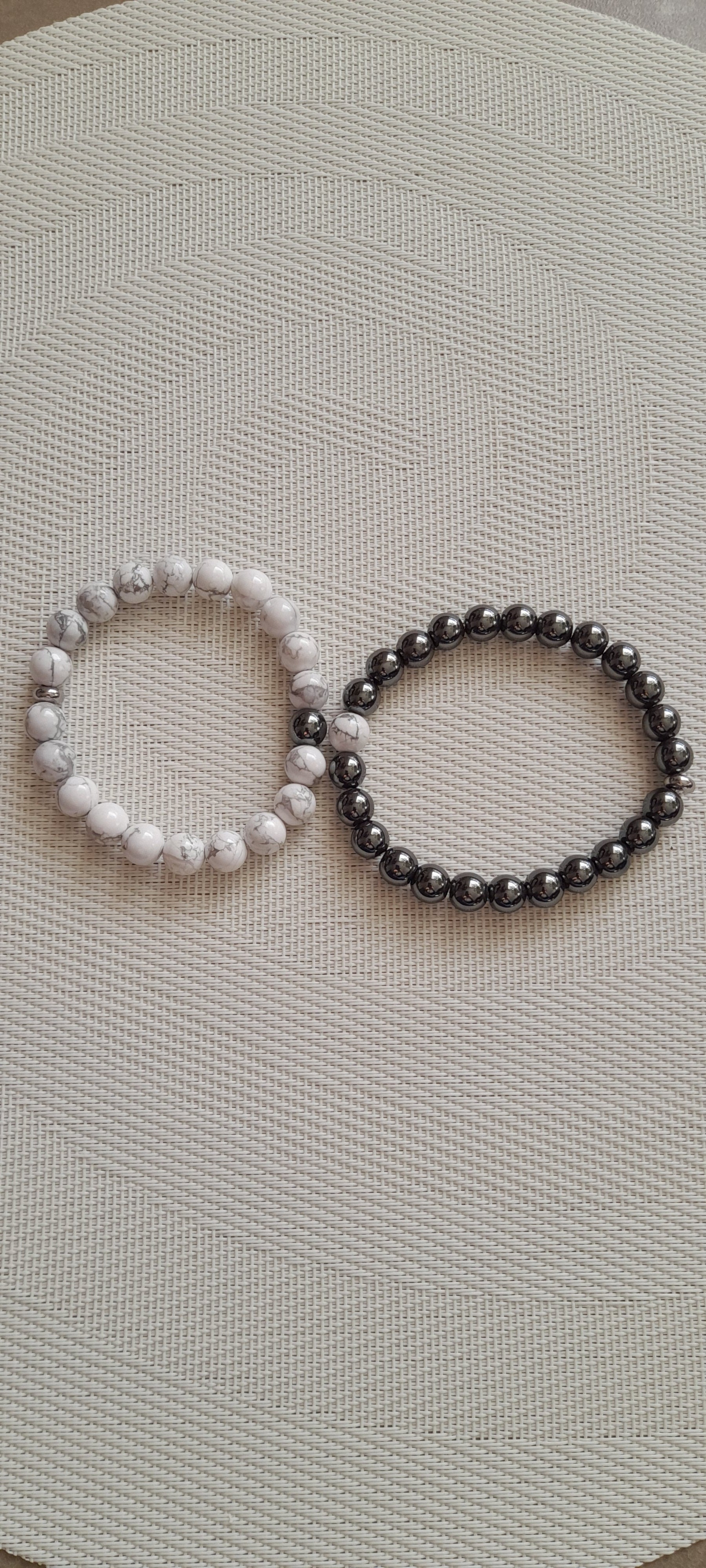 Bracelet duo pierre amour howlite hematite