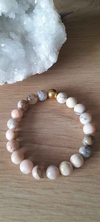Bracelet femme opale rose naturelle - douceur & authenticité