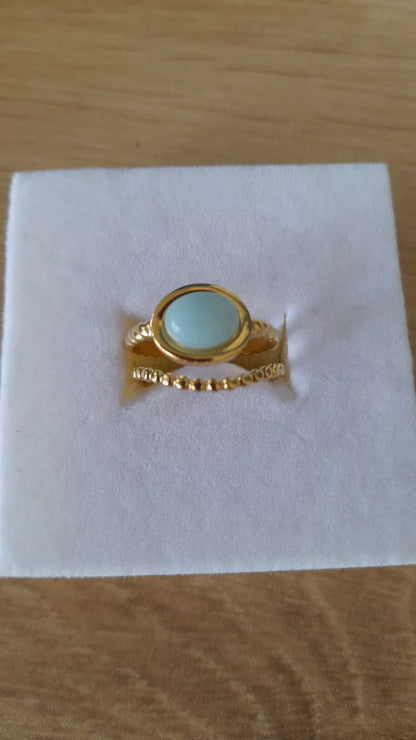 Bague ovale manchette - pierres naturelles