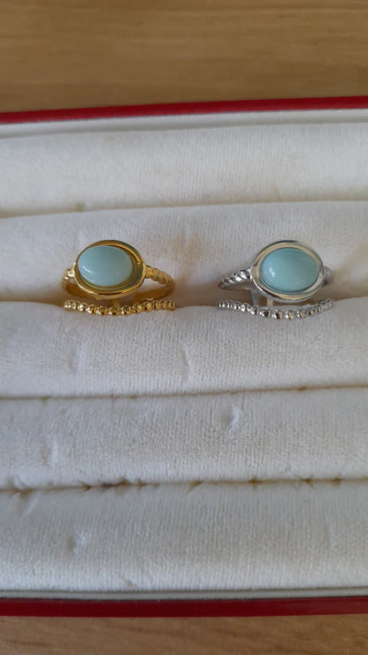 Bague ovale manchette - pierres naturelles