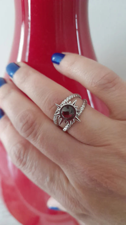Bague soleil - pierres naturelles