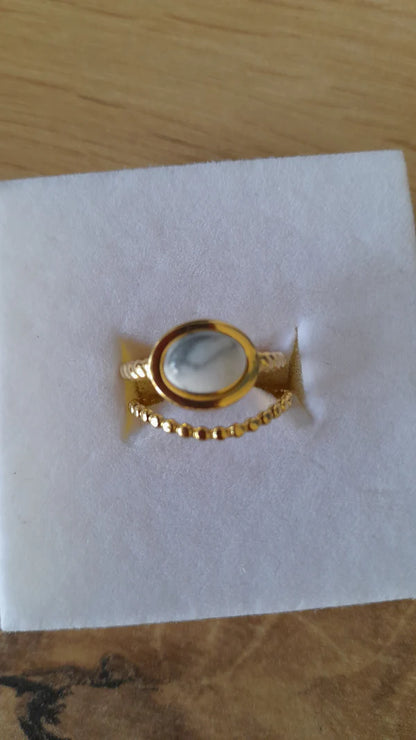 Bague ovale manchette - pierres naturelles