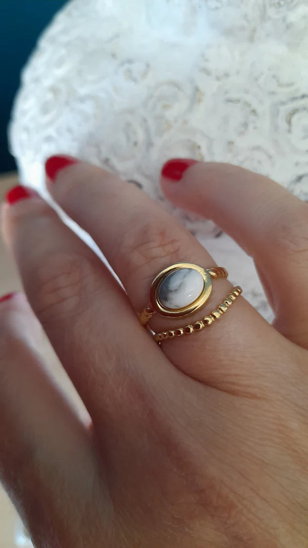 Bague ovale manchette - pierres naturelles