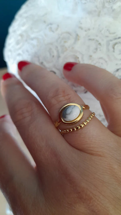 Bague ovale manchette - pierres naturelles