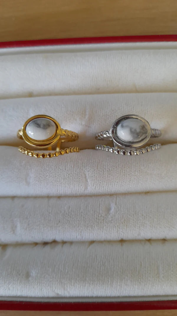 Bague ovale manchette - pierres naturelles