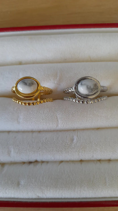 Bague ovale manchette - pierres naturelles