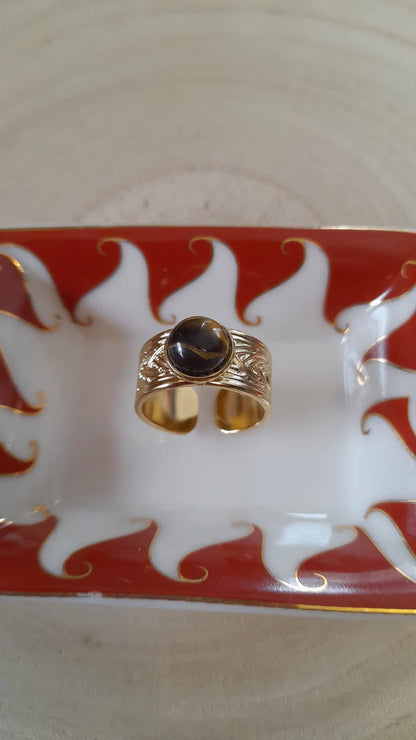 Bague manchette - pierres naturelles