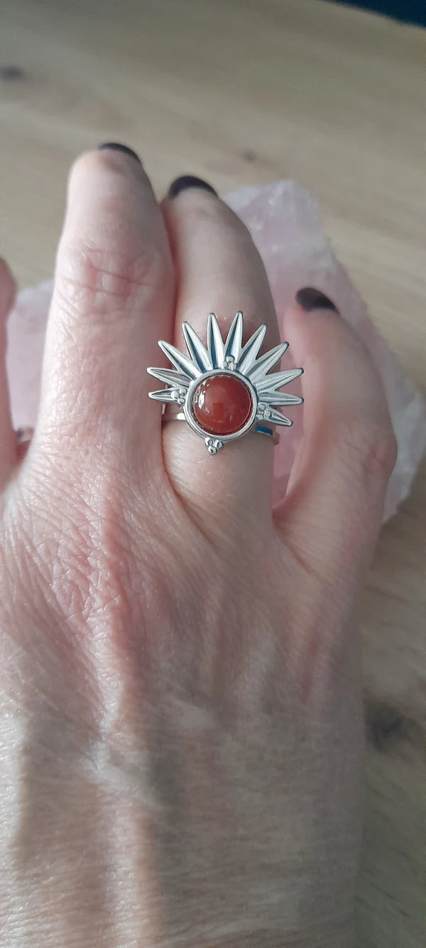 Bague demi soleil - pierres naturelles