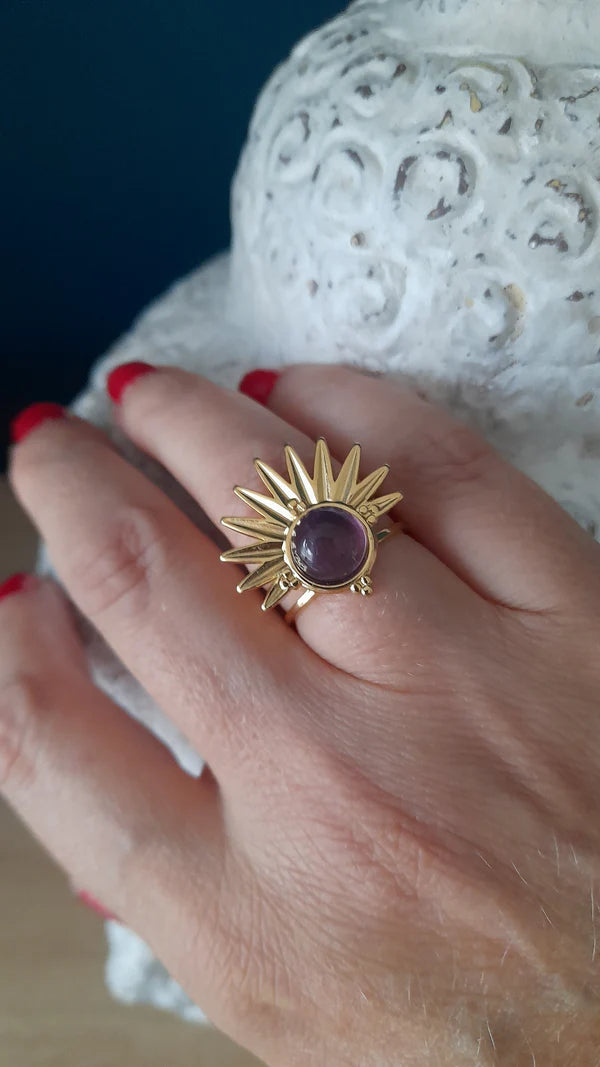 Bague demi soleil - pierres naturelles