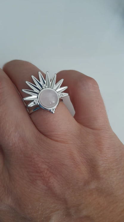 Bague demi soleil - pierres naturelles