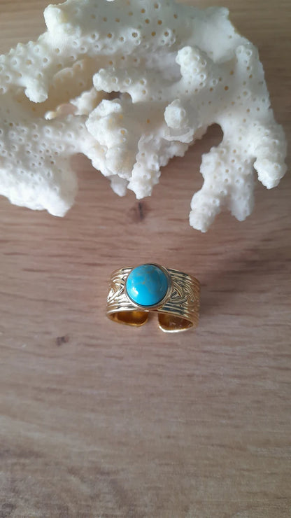 Bague manchette - pierres naturelles