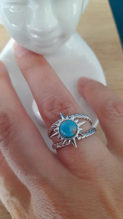 Bague soleil - pierres naturelles